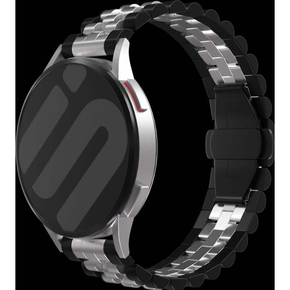 Strap-it Stahlarmband (20 mm, Edelstahl, Watch GT 2 Pro), Uhrenarmband, Schwarz, Silber