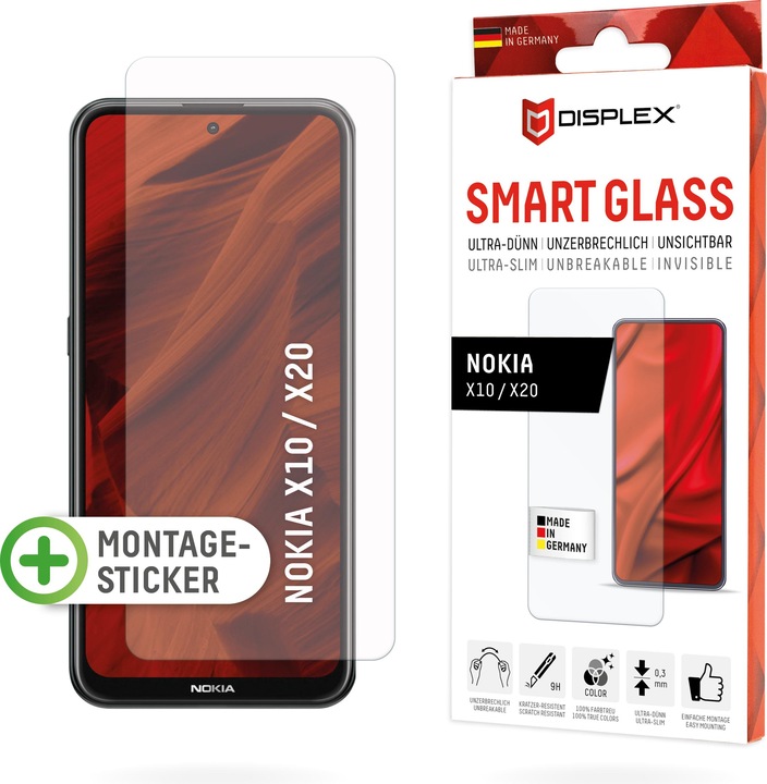 Actual product image Displex Smart Glass, Displayschutzfolie (1 Piece, Nokia X10, Nokia X20)