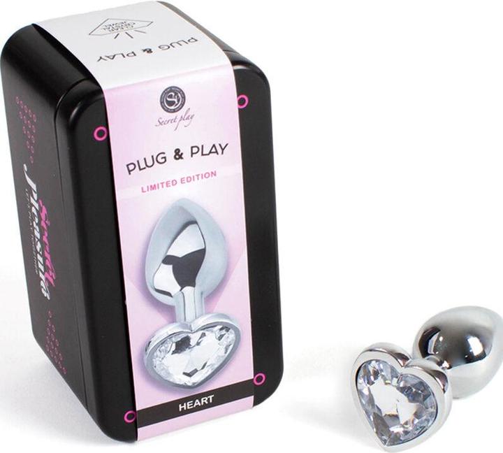 Productafbeelding Secret play Metalen Buttplug Helder Kristal Hart Klein Maat 7 cm