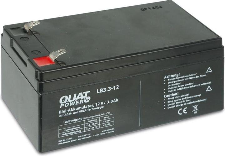 Produktbild QuatPower Blei-Akkumulator LB3.3-12, 12 V-/3,3 Ah (12 V, 3.30 Ah)