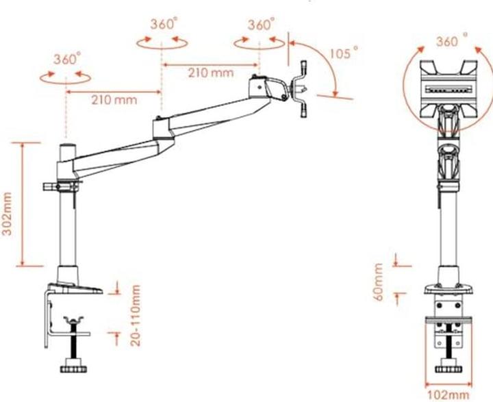Produktbild SpeaKa Professional SuperSwivel Apple Monitorhalter, Tischmontage mit Grommet- und C-Klemme (Tisch, 30", 14 kg)