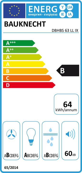 Energy Label Bauknecht DBHBS 63 LL IX (Wall hood)