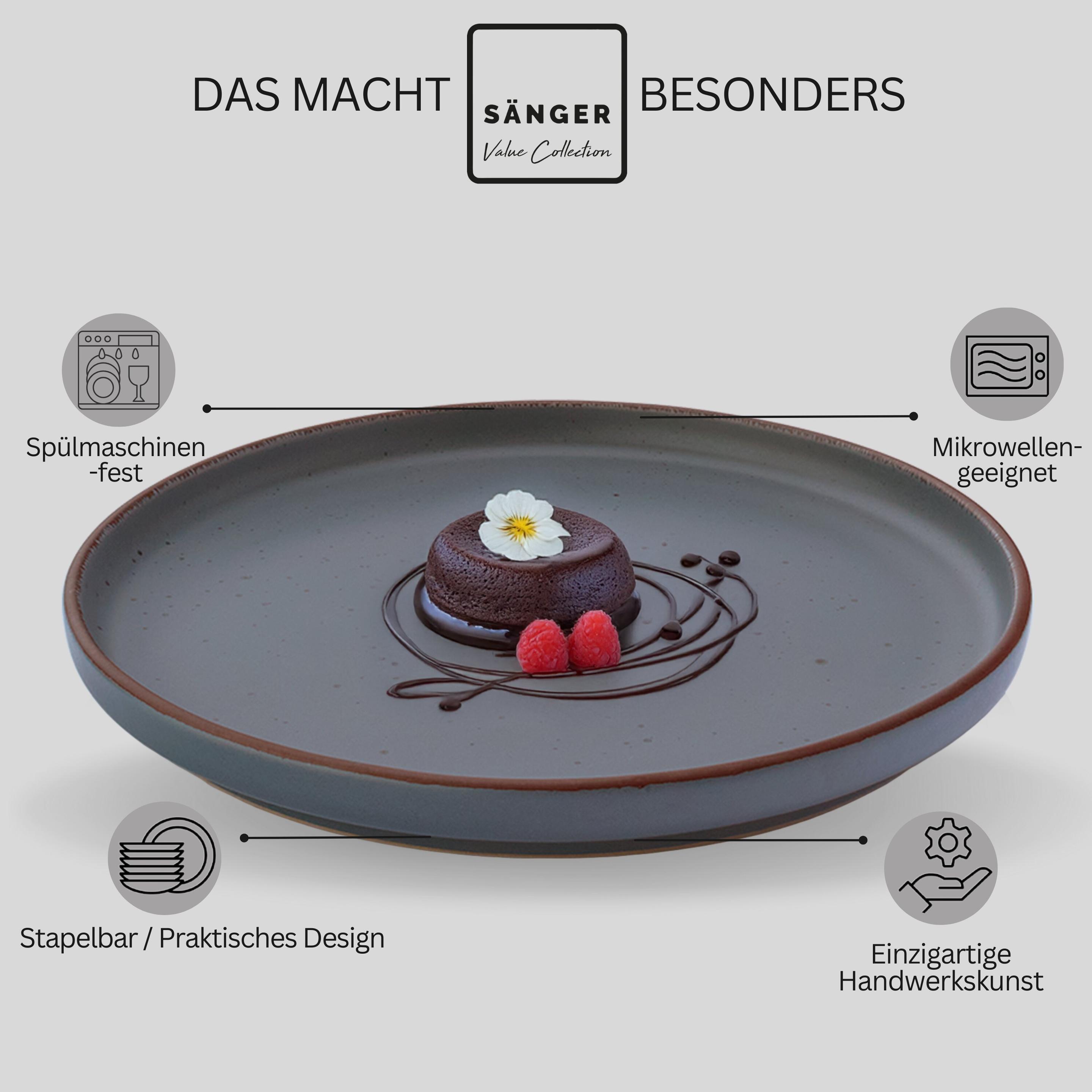Thumbnail - Sänger Dessertteller Set Bombay Graphit, Teller, Grau