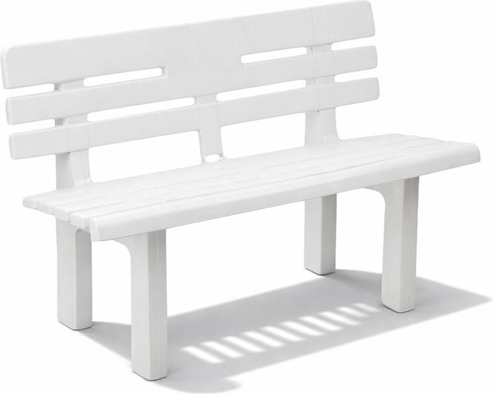 Mojawo Stabile Parkbank Kunststoff Gartenbank Sitzbank 110x52x71cm Weiss