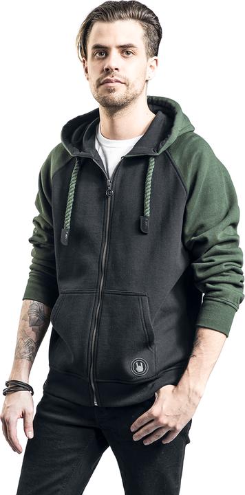 Produktbild RED by EMP Schwarz/grüner Kapuzenpullover mit Raglan-Ärmeln (S)