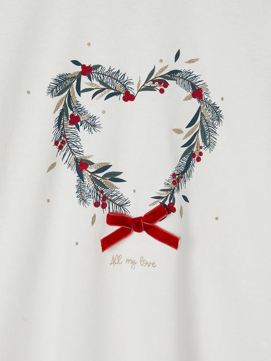 Actual product image Vertbaudet Mädchen Shirt mit Weihnachtskranz, Recycling-Baumwolle (140)