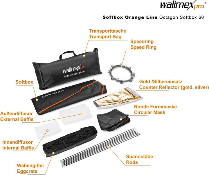 Actual product image Walimex pro pro Octagon PLUS Orange Line 60 (Soft boxes, 60 cm)