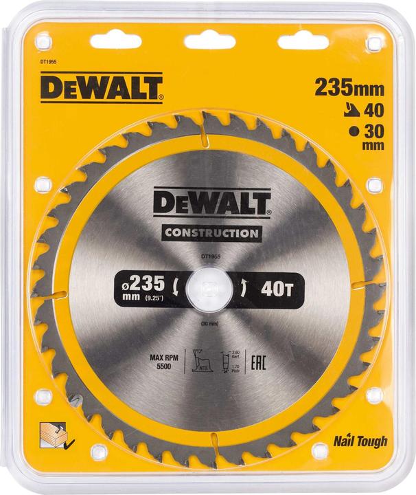 Produktbild DeWalt Kreissaegeblatt Stat. 235/30mm 40WZ
