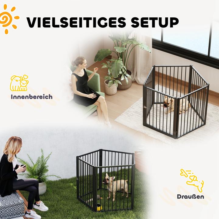Actual product image PawHut Welpenauslauf Stahl Schwarz (Dog kennel)