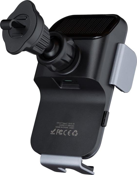 Actual product image Qualo car air vent holder with solar panel black QUS-K-PS-01