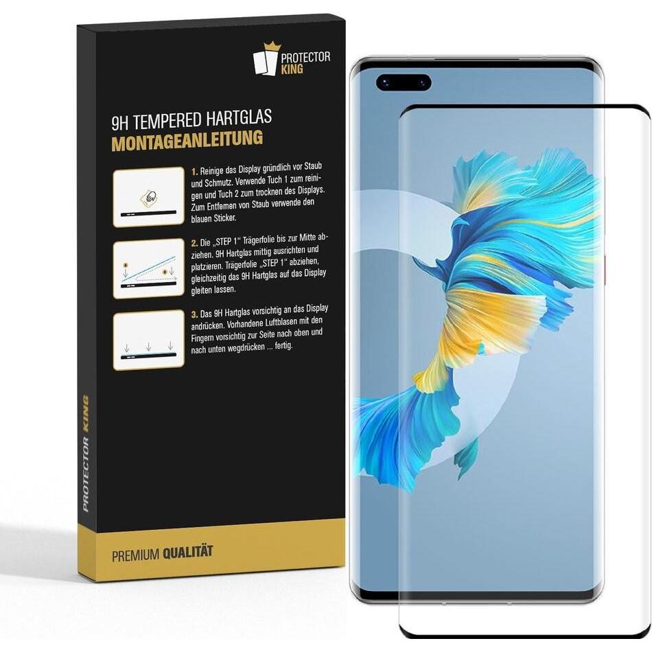 Thumbnail - Protectorking 4x echtes Tempered 9H Panzerhartglas 3D KLAR (4 Stück, Huawei Mate 40), Smartphone Schutzfolie