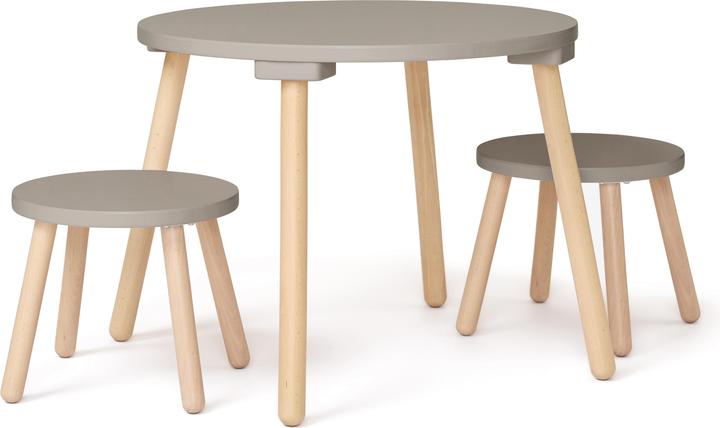 Kids Concept Tisch und zwei Hocker, hellbraun (Kinderhocker)