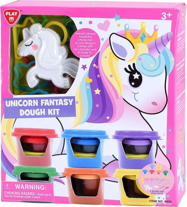 Play Kit d'argile licorne, 6 pots en argile