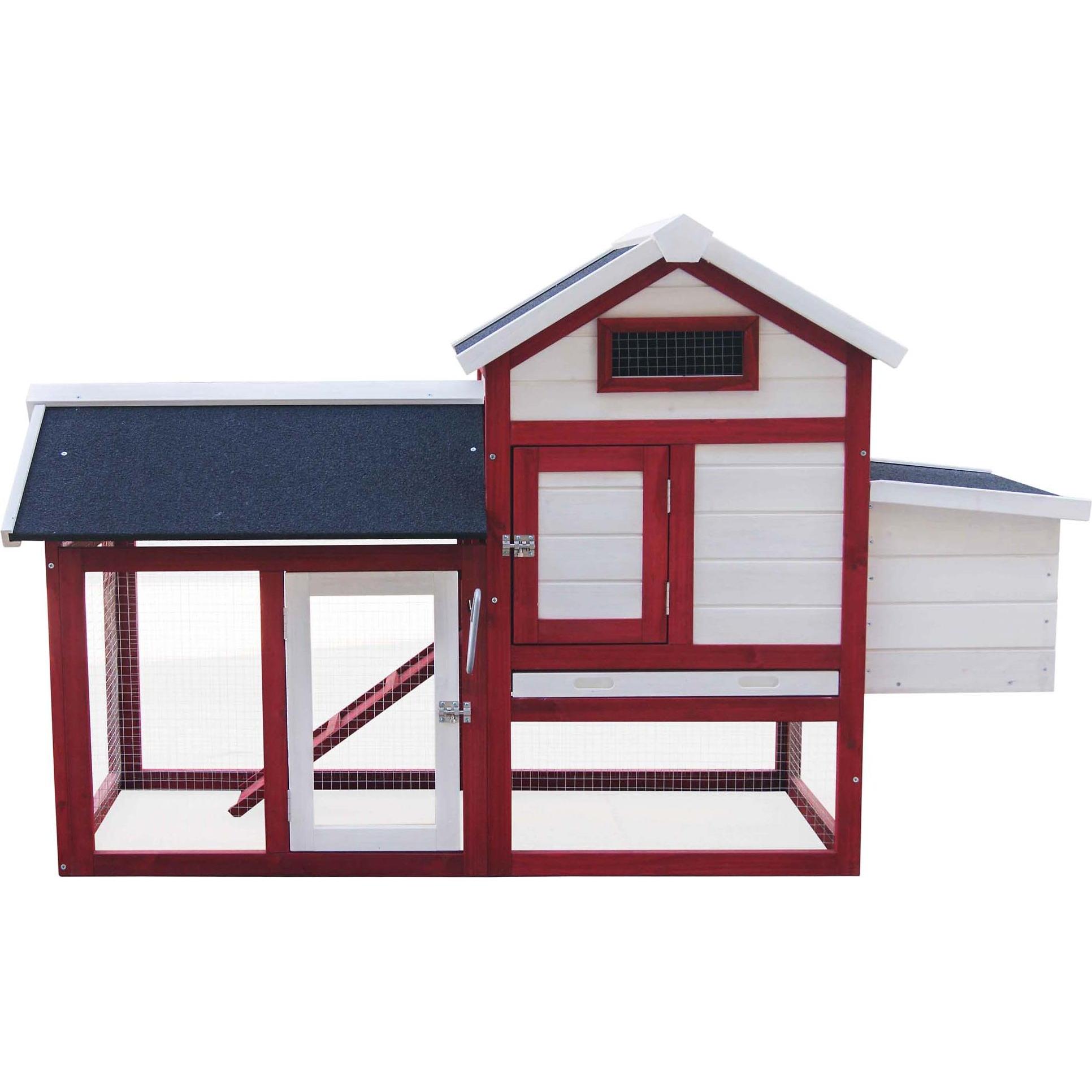 Thumbnail - Wiltec Hühnerstall 1520x520x920mm Freilauf Tannenholz Hühnerhaus Kotwanne Huhn, Gehege