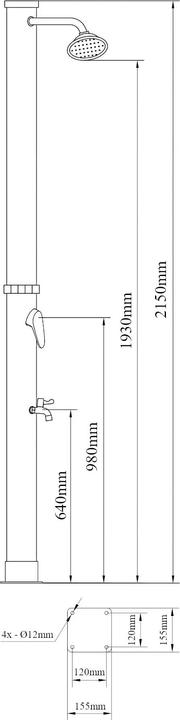 Produktbild Casa.Pro Solardusche Frerievn mit Fussdusche 215 cm 18L