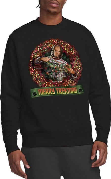 Actual product image Unisex Adult Merry Trekmas Christmas Sweatshirt (S)