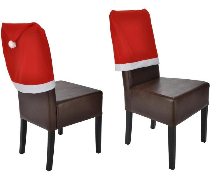 Actual product image Novaliv Set of 12 Chair Covers Christmas I Red I Father Christmas Hat I Chair Cover Christmas Deco (62 x 50 x 62 cm)