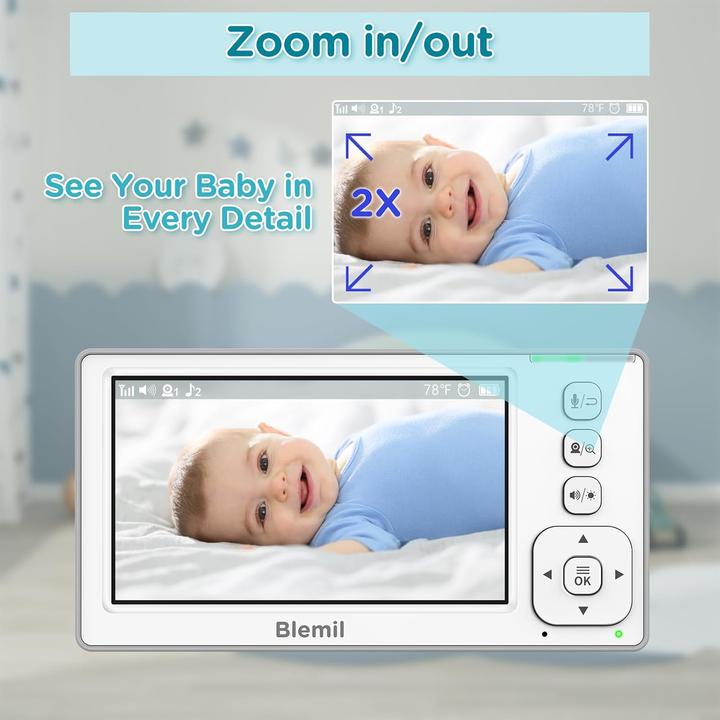 Immagine prodotto Blemil Video-Babyphone mit 29h Akku und Nachtsicht (Video e audio)