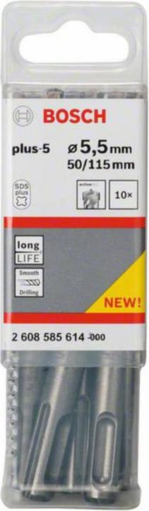 Actual product image Bosch Professional Zubehör Hammer drill SDS plus-5, 5.5 x 50 x 115 mm, pack of 10 (5.5 mm)