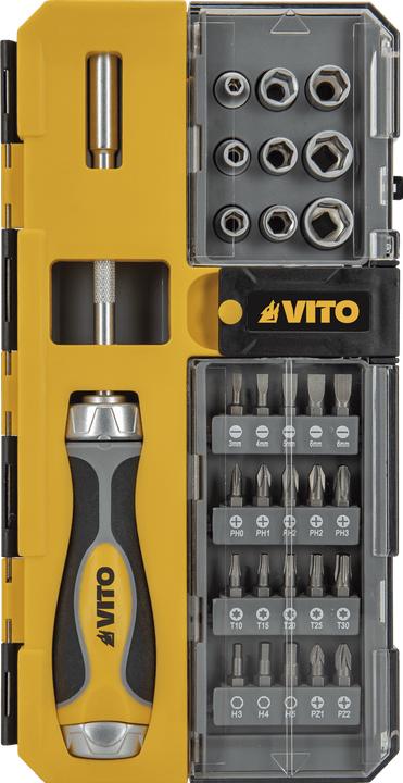 Actual product image VITO Ratchet Handle With Bits And Sockets - 30 Pcs (30 pieces)