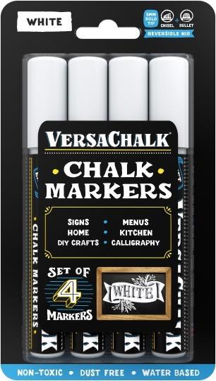 Immagine prodotto VersaChalk - Set di 4 pennarelli a gesso liquido bianco con punta da 5 mm (Bianco, 5 mm, 4 x)