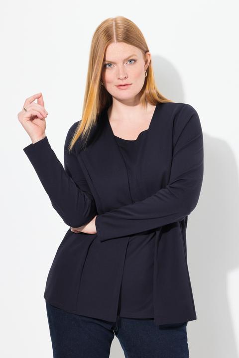 Produktbild Ulla Popken 2-in-1-Sweatjacke, Rundhals, Teilungsnähte, Langarm (56)