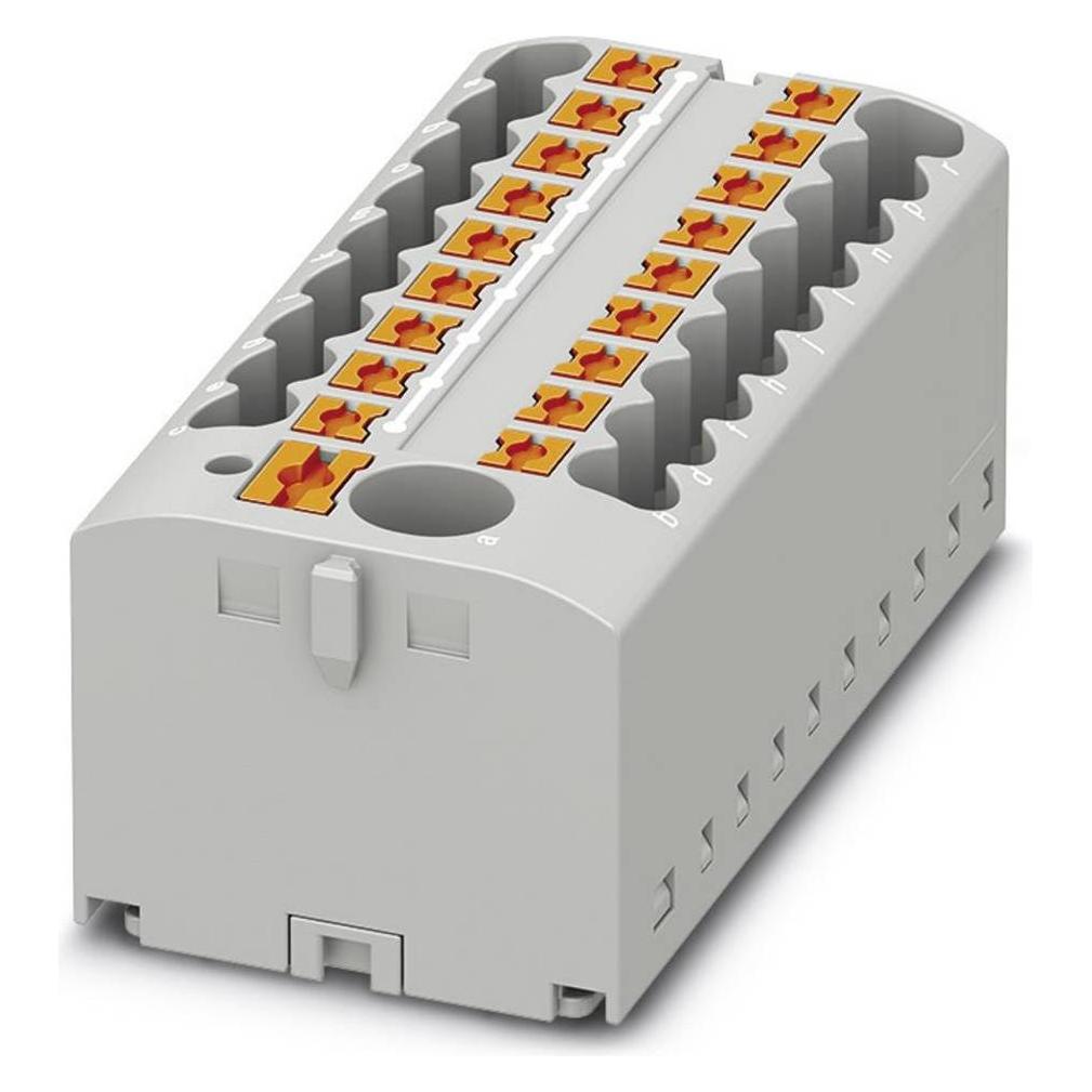 Phoenix PTFIX 6/18X2.5-G GY. Breite: 56 mm, Tiefe: 28,2 mm, Höhe: 21,2 mm. Nennspannung: 500 V, Elektronikkabel + Stecker, Grau