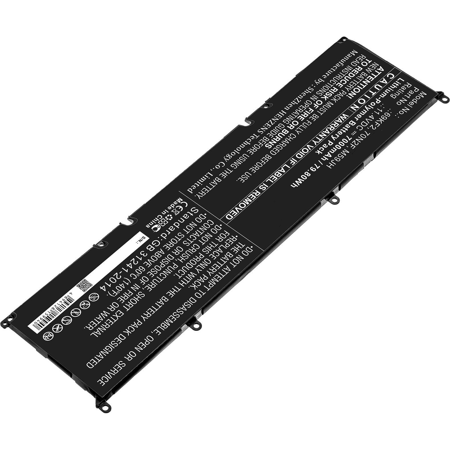AGI Akku kompatibel mit Dell 69KF2 (7000 mAh), Notebook Akku, Schwarz