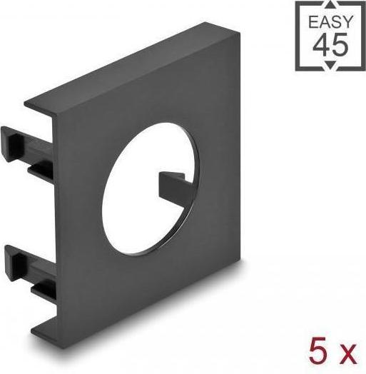 Image du produit Delock Cache module Easy 45 découpe de trou Ø 24 mm, 45 x 45 mm 5 pièces noir