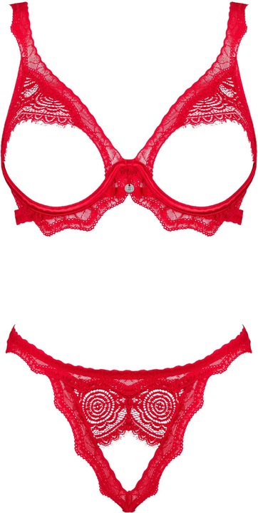 Image du produit Obsessive Ensemble soutien-gorge ouvert Bergamore 2 pièces - Rouge (M/L)