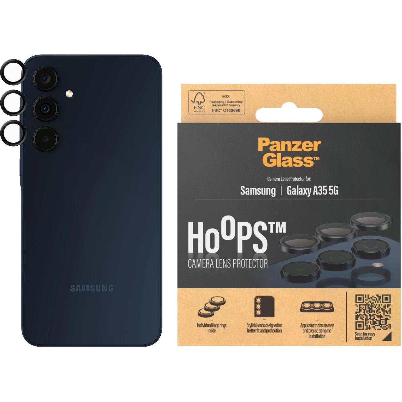 PanzerGlass Hoops Camera Lens Protector (1 Stück, Samsung Galaxy A35, Samsung Galaxy A34 5G), Smartphone Schutzfolie, Tr...