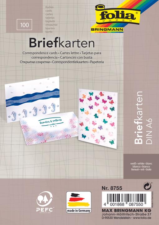 Image du produit Folia Carte-lettre A6 100pcs blanc (1 pcs)