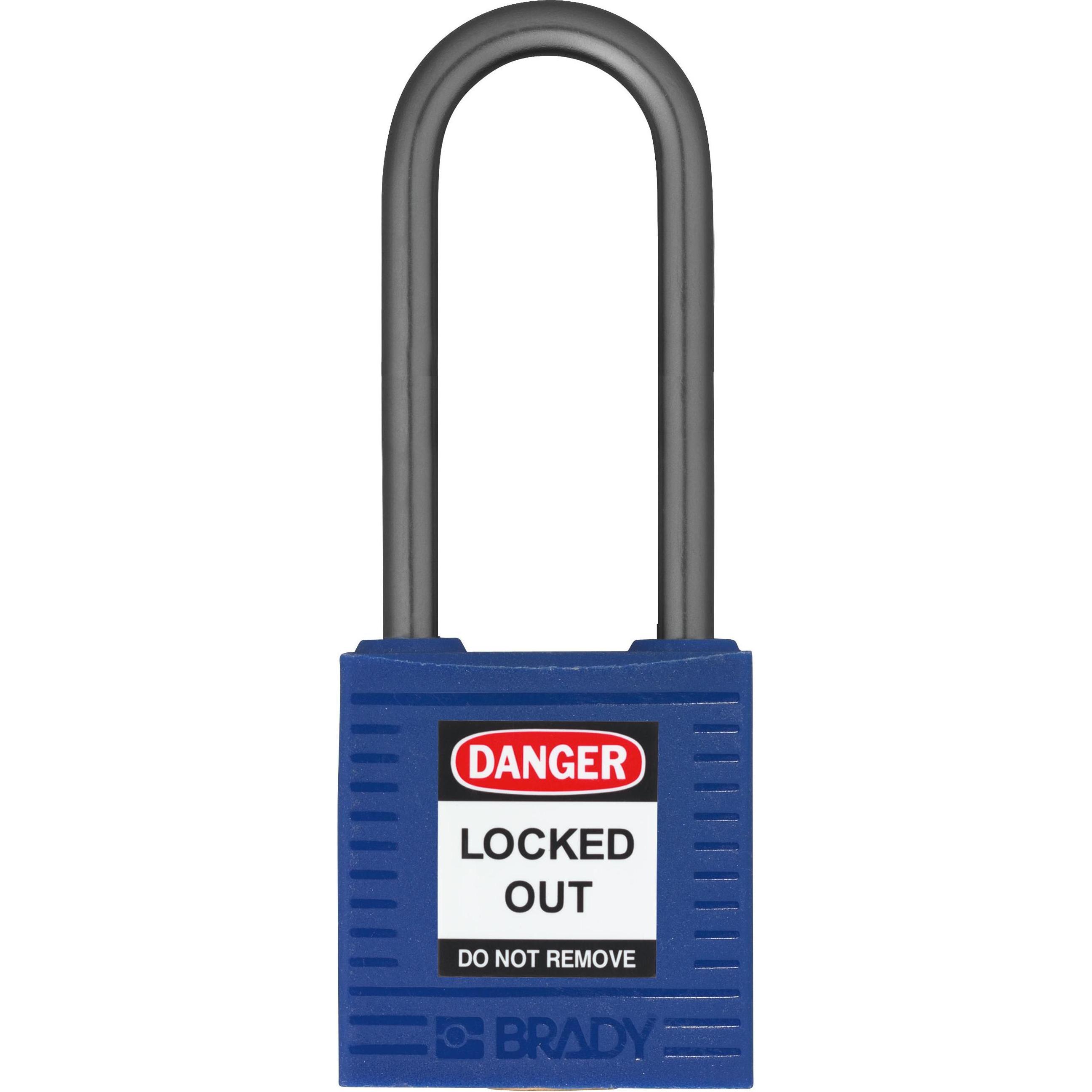 Brady, Vorhängeschloss, kompaktes Sicherheitsschloss Nylon, Blau, 50mm Bügelhöhe, 4.7mm Aluminium-Schliessbügel (Keye