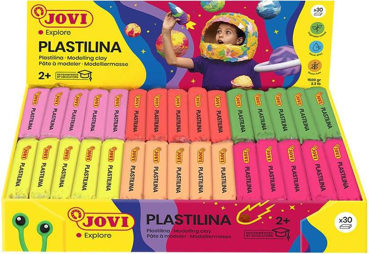 Actual product image Jovi Plastilina display, modelling clay, assorted fluorescent colours, 30 x 50 g (5 x 6 colours)