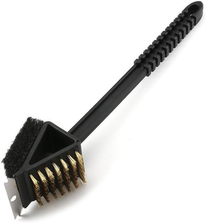 PhoneLook Brosse à barbecue BBQ Ouate d'acier, brosse d'acier et grattoir pour une triple utilisation (36 cm)