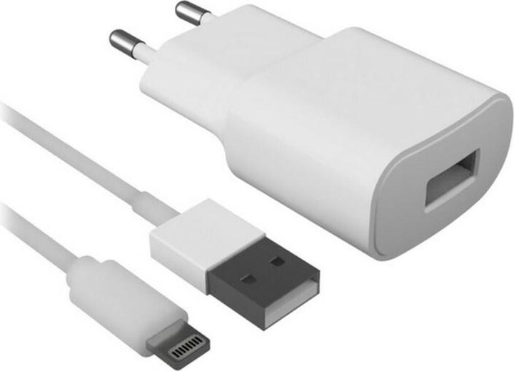 Produktbild Contact Wand-Ladegerät + Lightning-Kabel MFI Apple-compatible 2.1A Weiss (10 W)