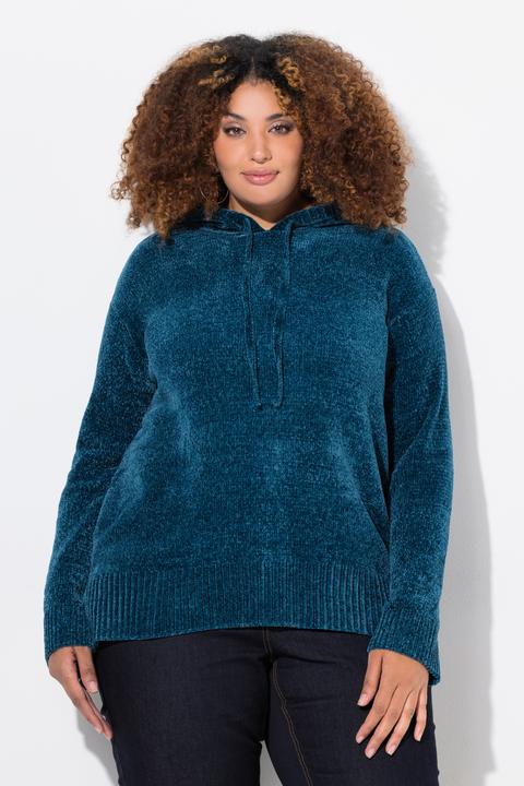 Image du produit Ulla Popken Sweat-shirt en maille chenille, capuche avec cordon de serrage, manches longues (50, 52)