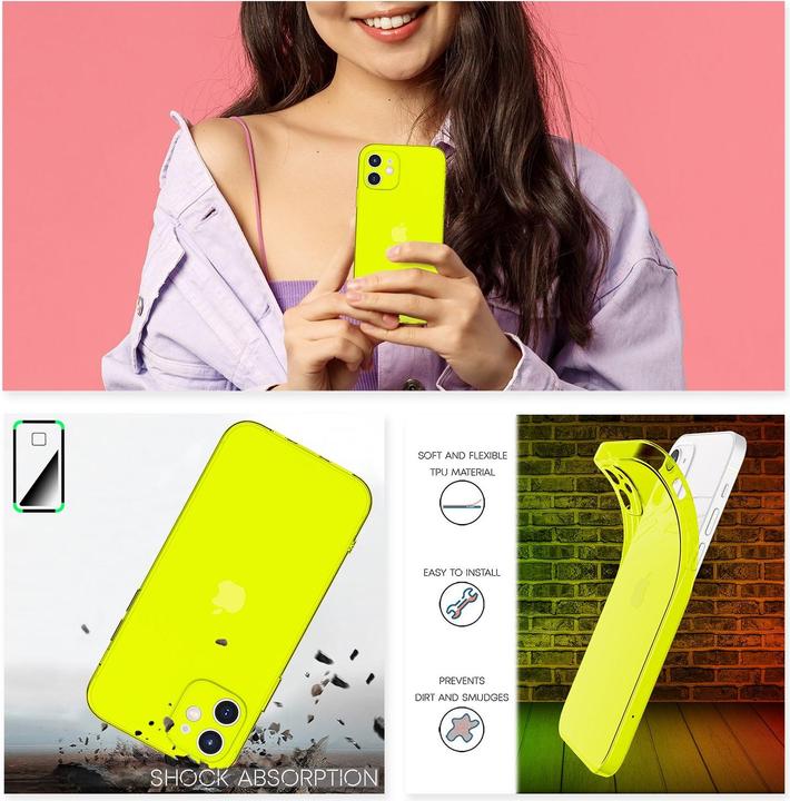 Actual product image Nalia Clear Neon Cell Phone Case (Apple iPhone 12)