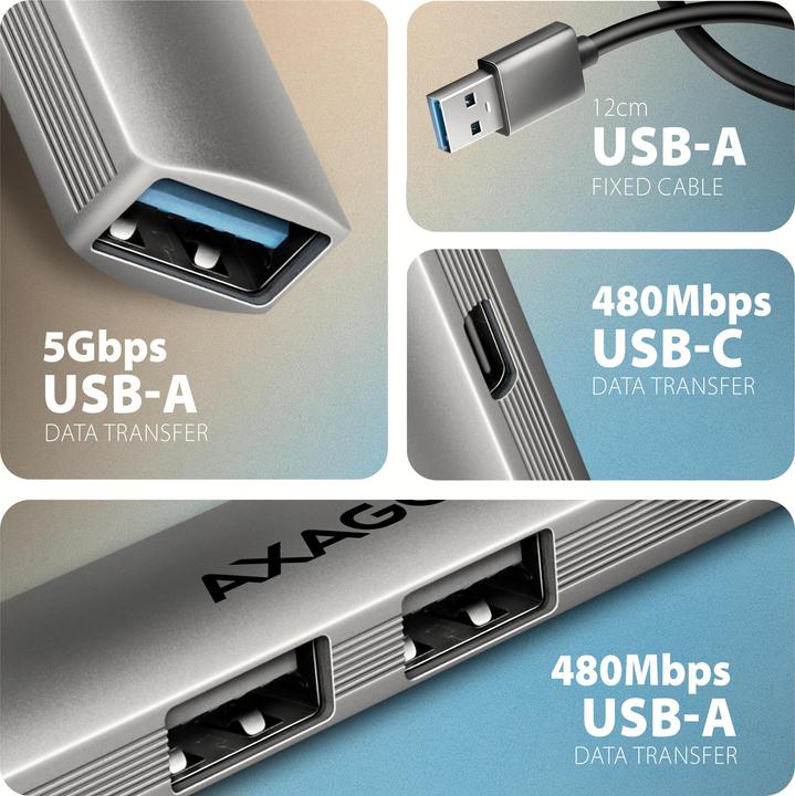 Immagine prodotto Axagon Another product HUE-STA ALU STRIP USB-A 4 port hub (USB-A, USB-C, 4 porte)