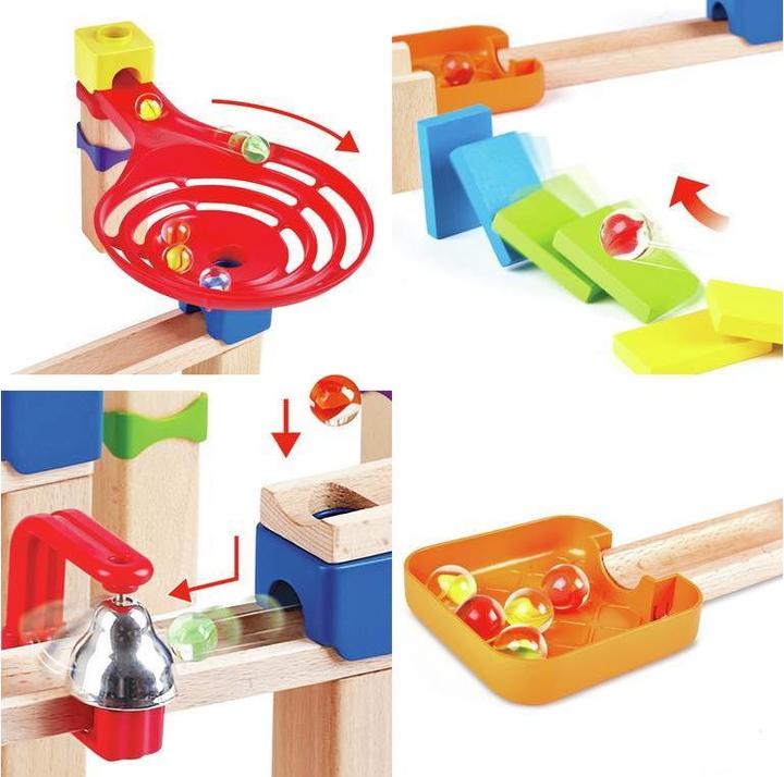 Actual product image Hape Two lane marble run with dominoes