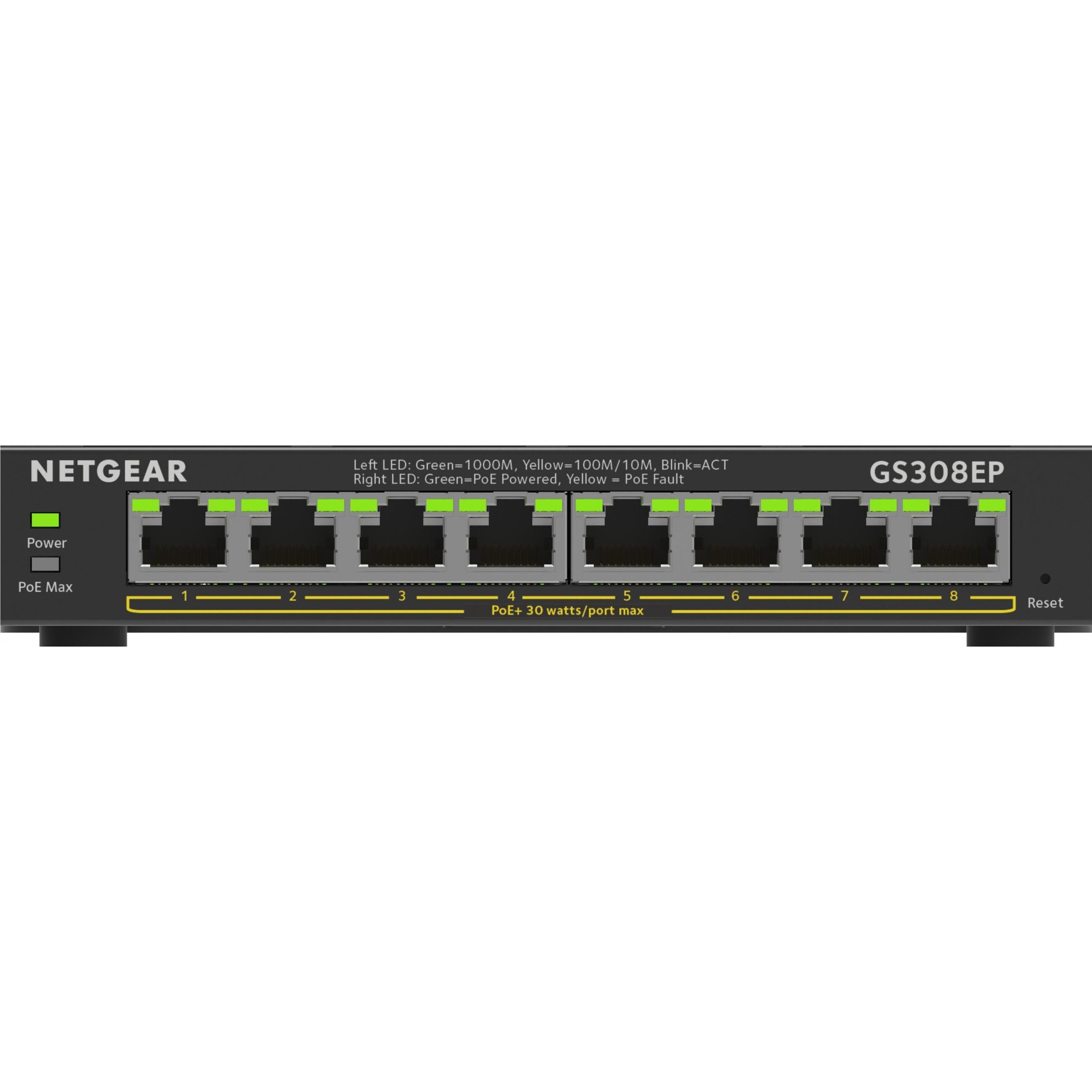 Netgear GS308EP-100PES (8 Ports), Netzwerk Switch, Schwarz