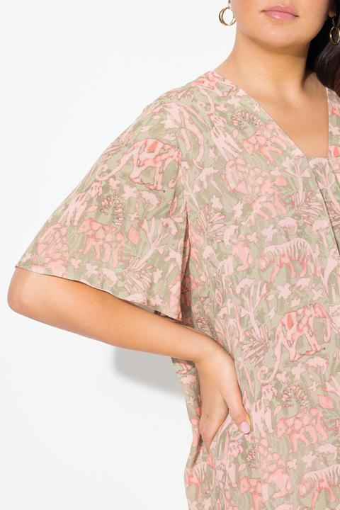 Produktbild Ulla Popken Bluse, Tiermuster, A-Linie, Carré-Ausschnitt, Halbarm (46, 48)