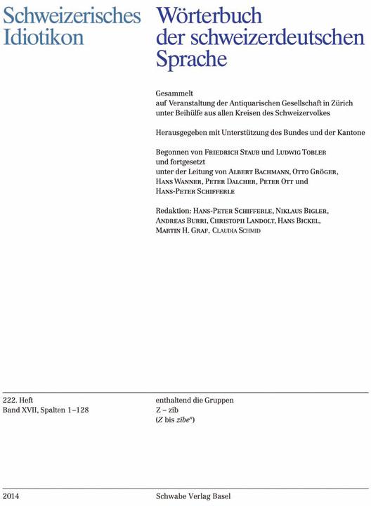 Actual product image Schweizerisches Idiotikon, XVII, Heft 222 (German, 2016)