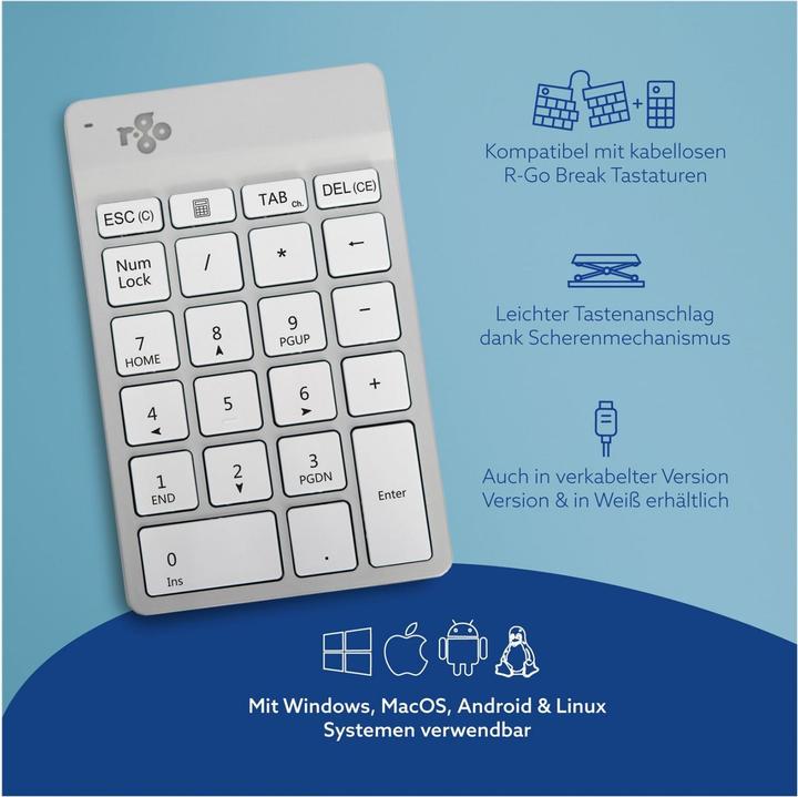 Actual product image R-Go Tools Numpad Break White Bluetooth Numeric Keyboard (Numeric keypad, Wireless)