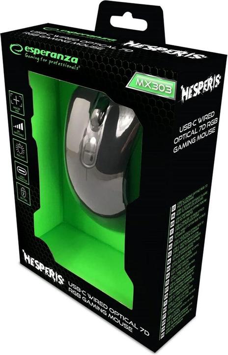 Actual product image Esperanza EGM303 mouse przewod. during gaming RGB 7d opt. USB-C hesper (Cable)