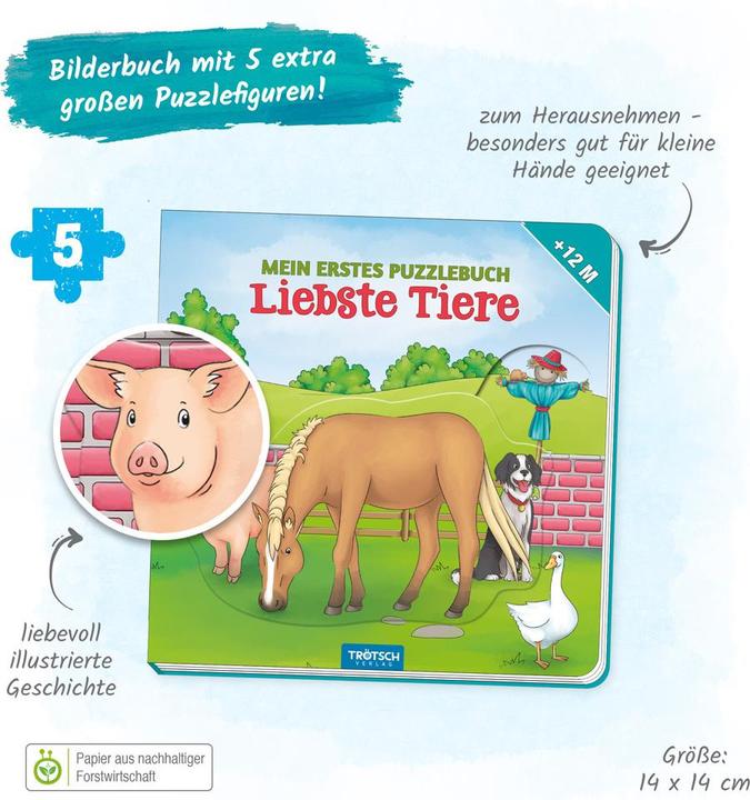 Productafbeelding Kartonnen boek Mijn eerste puzzelboek favoriete dieren (Duits)