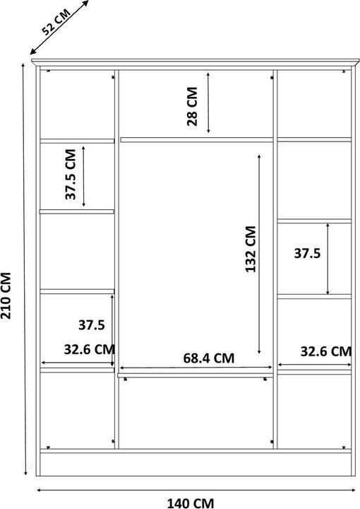 Immagine prodotto Homitis Novero Wardrobe (140 x 52 x 210 cm)