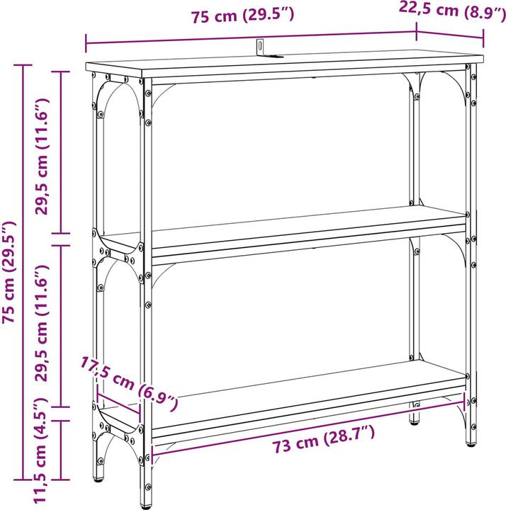 Image du produit vidaXL Konsolentisch (75 x 22.50 x 75 cm)