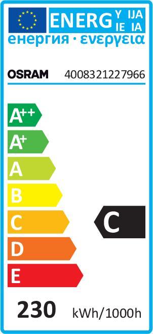 Label énergétique Osram HALOLINE SUPERSTAR 230W 240V R7S R7s 5000lm 2900K blanc chaud 100Ra comme 300W dimmable Made in Ger (R7, 5000 lm)