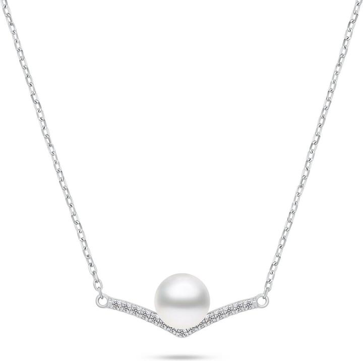 Produktbild Brilio Silver - Elegant silver necklace with pearl and zircons NCL131W